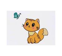 Azeeda 'Kitten Watching Butterfly' Temporary Tattoo - A6 (TO00102197)