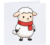 Azeeda 'Lamb Wearing a Cozy Scarf' Blank Greeting Card (GC00088793)