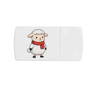 Azeeda 'Lamb Wearing a Cozy Scarf' Pill Box with Tablet Splitter (PI00040972)