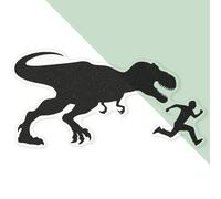 Azeeda Large 460mm 'T Rex Chasing Running Man' Clear Static Window Cling Sticker/Decal (Black) (WC00136241)