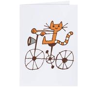 Azeeda Large (A4) 'cat riding bicycle' Blank Greeting Card (GC00055644)