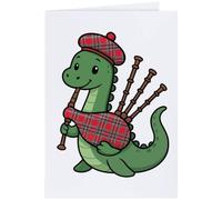Azeeda Large (A4) 'Nessie Playing Bagpipes' Blank Greeting Card (GC00084172)