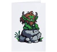 Azeeda Large (A4) 'Troll on Rock' Blank Greeting Card (GC00093570)