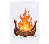 Azeeda Large (A4) 'Viking Funeral Pyre Ship' Blank Greeting Card (GC00090478)