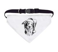 Azeeda Large 'Australian Shepherd Wearing Santa Hat' Dog/Cat/Pet Bandana (PD00074600)