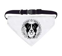 Azeeda Large 'Border Collie Floral Wreath' Dog/Cat/Pet Bandana (PD00073548)