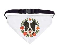 Azeeda Large 'Border Collie Floral Wreath' Dog/Cat/Pet Bandana (PD00073550)