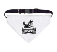 Azeeda Large 'Border Collie Jumping Farm Gate' Dog/Cat/Pet Bandana (PD00071352)
