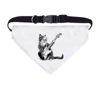 Azeeda Large 'Cat Playing Electric Guitar ' Dog/Cat/Pet Bandana (PD00067940)