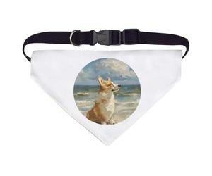 Azeeda Large 'Corgi on Beach' Dog/Cat/Pet Bandana (PD00083504)