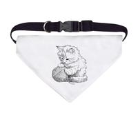 Azeeda Large 'Cute Fluffy Kitten with Ball of Yarn' Dog/Cat/Pet Bandana (PD00072202)