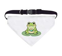 Azeeda Large 'Cute Frog with Tea' Dog/Cat/Pet Bandana (PD00080310)