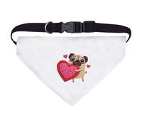 Azeeda Large 'Cute Pug Holding Heart' Dog/Cat/Pet Bandana (PD00078132)
