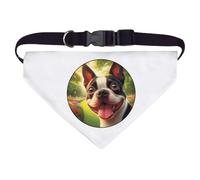 Azeeda Large 'Happy Boston Terrier' Dog/Cat/Pet Bandana (PD00074032)