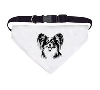Azeeda Large 'Happy Papillon Portrait' Dog/Cat/Pet Bandana (PD00070044)
