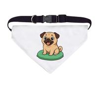 Azeeda Large 'Happy Relaxed Pug' Dog/Cat/Pet Bandana (PD00071422)
