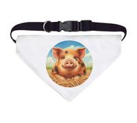 Azeeda Large 'Happy Spotted Pig' Dog/Cat/Pet Bandana (PD00069360)