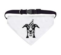 Azeeda Large 'Happy Whippet Wearing Party Hat' Dog/Cat/Pet Bandana (PD00072866)