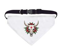 Azeeda Large 'Pixel Cow Skull with Roses' Dog/Cat/Pet Bandana (PD00078052)