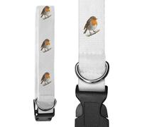 Azeeda Large 'Robin Bird on a Snowy Winter Branch' Dog Collar (PR00072626)