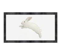 Azeeda 'Leaping White Rabbit' Pet Feeding Mat (PM00030573)