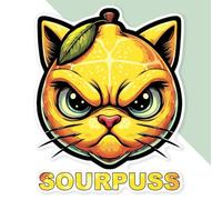 Azeeda 'Lemon Sour Puss Cat' Premium Vinyl Decal Sticker - Waterproof, Durable & Easy to Apply - Ideal for Cars, Windows, Bins and More - 720mm (XXL) (DW00172088)