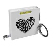 Azeeda 'Leopard Print Heart' Keyring Tape Measure/Spirit Level Tool (KM00040324)