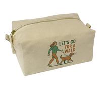 Azeeda 'Lets Go for A Walk Dog' Canvas Wash Bag/Makeup Case (CS00045966)