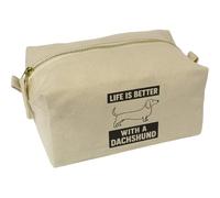 Azeeda 'Life is Better with a Dachshund' Canvas Wash Bag/Makeup Case (CS00046023)