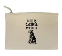 Azeeda 'Life is Better With A Dog Text' Canvas Clutch Bag/Accessory Case (CL00049571)