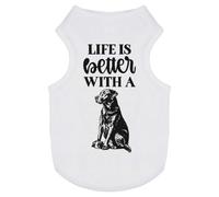 Azeeda 'Life is Better With A Dog Text' Pet Dog/Cat T-Shirt, S (PT00174297)