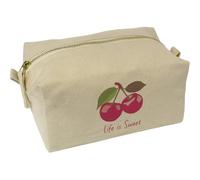 Azeeda 'Life is Sweet Cherries ' Canvas Wash Bag/Makeup Case (CS00046451)