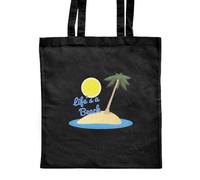 Azeeda 'Life's a Beach' Classic Black Tote Shopper Bag (ZB00019395)