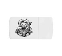 Azeeda 'Lightbulb Factory' Pill Box with Splitter (PI00045944) | Compact Medicine Organiser / Tablet Cutter for Home and Travel