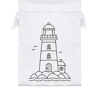 Azeeda 'Lighthouse Outline' Satin Gift Bag - 18cm (SB00159461) | Drawstring Gift Pouch for Wedding Favours, Jewellery and Parties