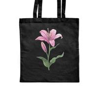Azeeda 'Lily Flower' Classic Black Tote Shopper Bag (ZB00023061)