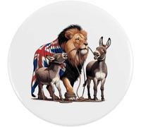 Azeeda 'Lion Led By Donkeys' Button Badge - 58mm (BB00169881)