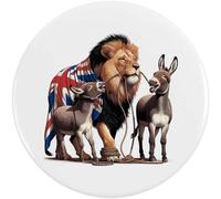 Azeeda 'Lion Led By Donkeys' Button Badge - 77mm (BB00169880)