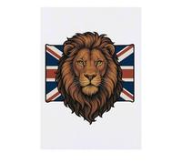 Azeeda 'Lion with Union Jack Portrait ' Temporary Tattoo - Water Resistant, Skin-Safe, Non-Toxic Transfer (TO00091567)