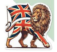 Azeeda 'Lion with Union Jack' White Premium Vinyl Decal Sticker - Waterproof, Durable & Easy to Apply - Ideal for Car Bumpers, Windows, Bins and More (DW00128161)
