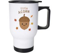 Azeeda 'Little Acorn' Travel Mug - 400ml (14oz) (MG00113221) | White Reusable Coffee Cup for Work, Commuting, Cars and Travel