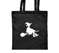 Azeeda 'Little Witch On Broom Silhouette' Classic Black Tote Shopper Bag (ZB00035015)