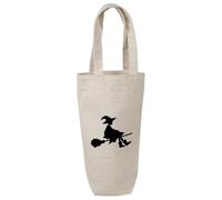 Azeeda 'Little Witch On Broom' Wine Bottle Bag - Natural (BL00051798)