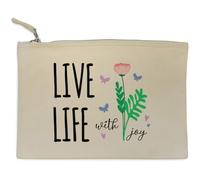 Azeeda 'Live Life With Joy' Canvas Clutch Bag/Accessory Case (CL00053770)