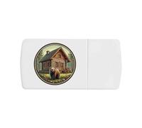 Azeeda 'Log Cabin with Bear' Pill Box with Tablet Splitter (PI00041832)
