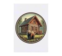 Azeeda 'Log Cabin With Bear' Temporary Tattoo - A6 (TO00099293)