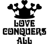 Azeeda 'Love Conquers All' Reusable Stencil - Durable Decorative Template for Painting and Spraying on Walls, Tiles, Wood, Fabric & Craft Projects - M (A5) (WS00060000)