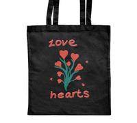 Azeeda 'Love Heart Flowers In Bloom' Classic Black Tote Shopper Bag (ZB00022055)