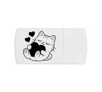 Azeeda 'Love Heart Kitten' Pill Box with Splitter (PI00045591)