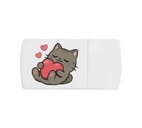 Azeeda 'Love Heart Kitten' Pill Box with Splitter (PI00045592)